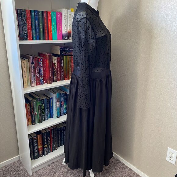 TORRID Black Flocked Star Mock Neck Midi Dress Size 18 - Picture 7 of 12